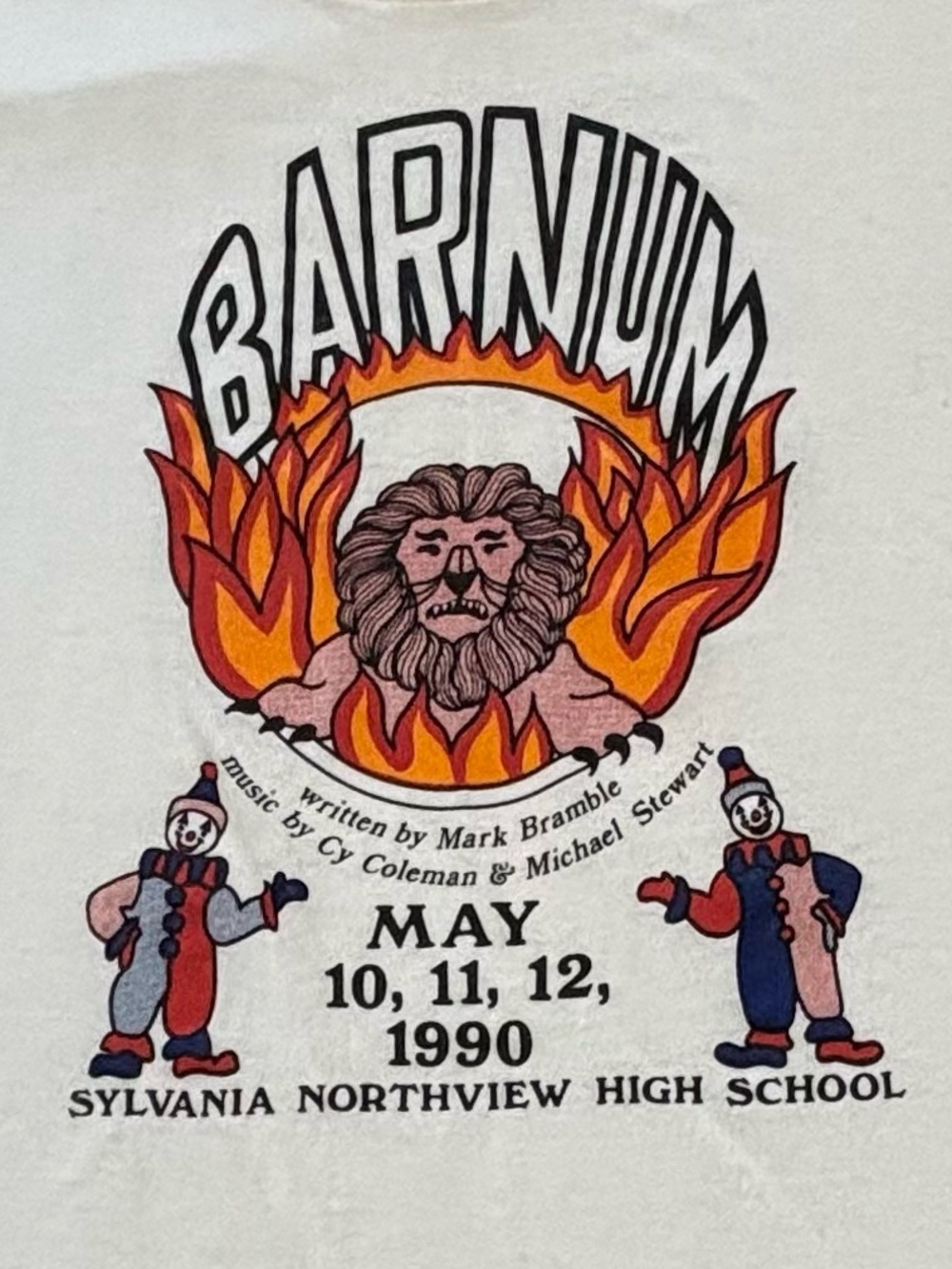 Vintage 1990 Barnum High School Musical Theatre Graphic Single Stitch T